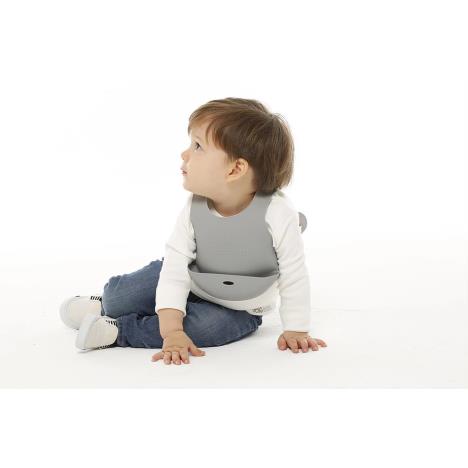 MinikOiOi Śliniak silikonowy z kieszonką SZARY - obrazek 4