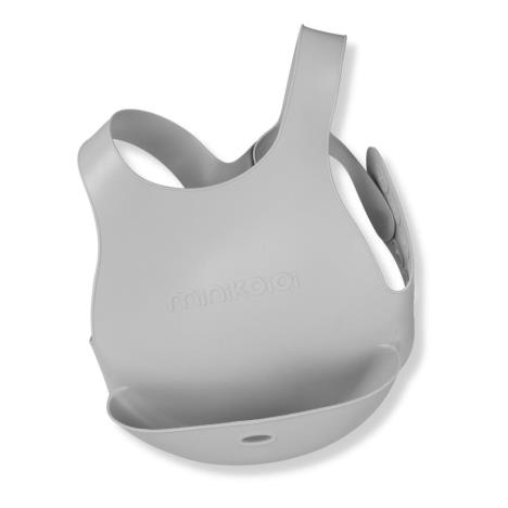 MinikOiOi Śliniak silikonowy z kieszonką SZARY - obrazek 5