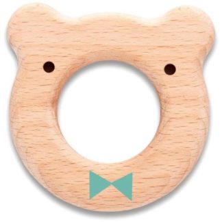 SUAVINEX Gryzak drewniany Miś niebieski