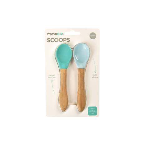 MinikOiOi Łyżeczki do nauki samodzielnego jedzenia ZIELONA NIEBIESKA - obrazek 3