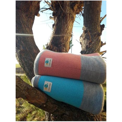 PEEKABOO & kidy.pl Kocyk szachownica szary melanż i laguna - obrazek 3