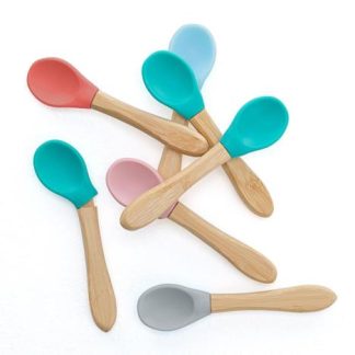 MinikOiOi Łyżeczki do nauki samodzielnego jedzenia ZIELONA RÓŻANA