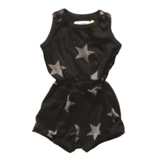NUNUNU BABY Romper krótkie nogawki czarny w gwiazdki
